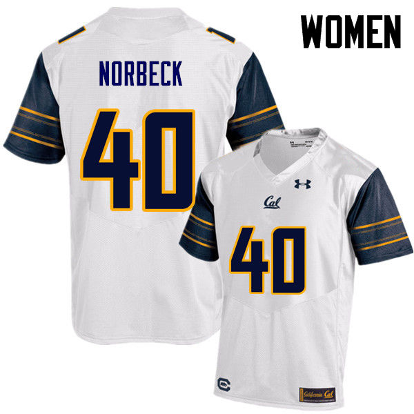 Women #40 Justin Norbeck Cal Bears (California Golden Bears College) Football Jerseys Sale-White - Click Image to Close